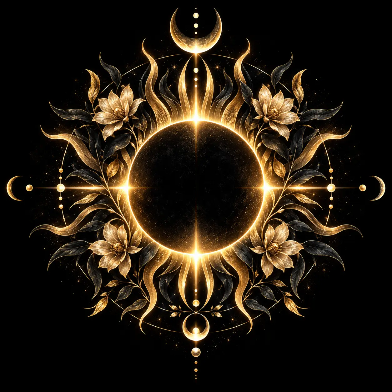 Golden Bloom Black Sun emblem