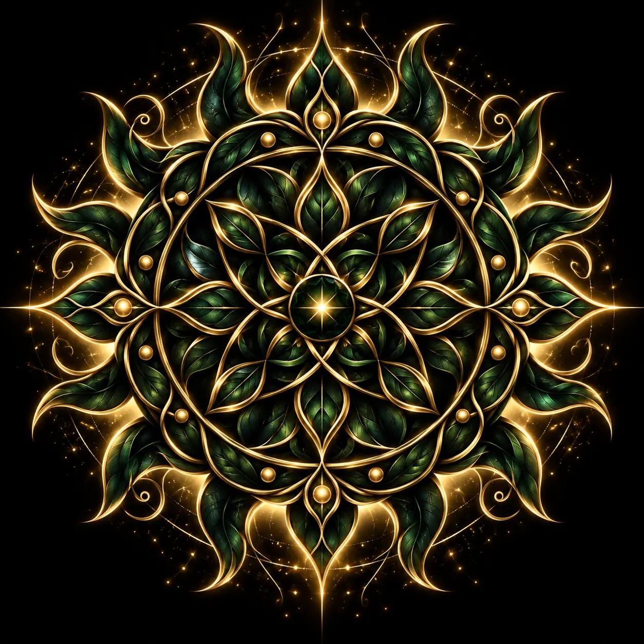Emerald Mandala Black Sun emblem